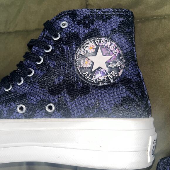 Converse All Star Shoes Black Purple Women 7 Whimsygoth Goblincoren Goth Punk - Picture 3 of 14